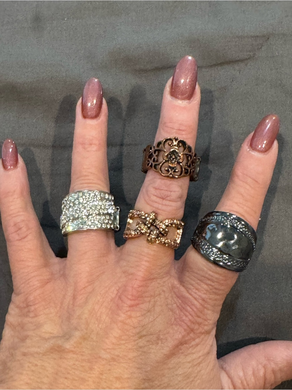 4 Paparazzi Mixed Metal Rings Rose Gold, Silver, Copper & Gunmetal